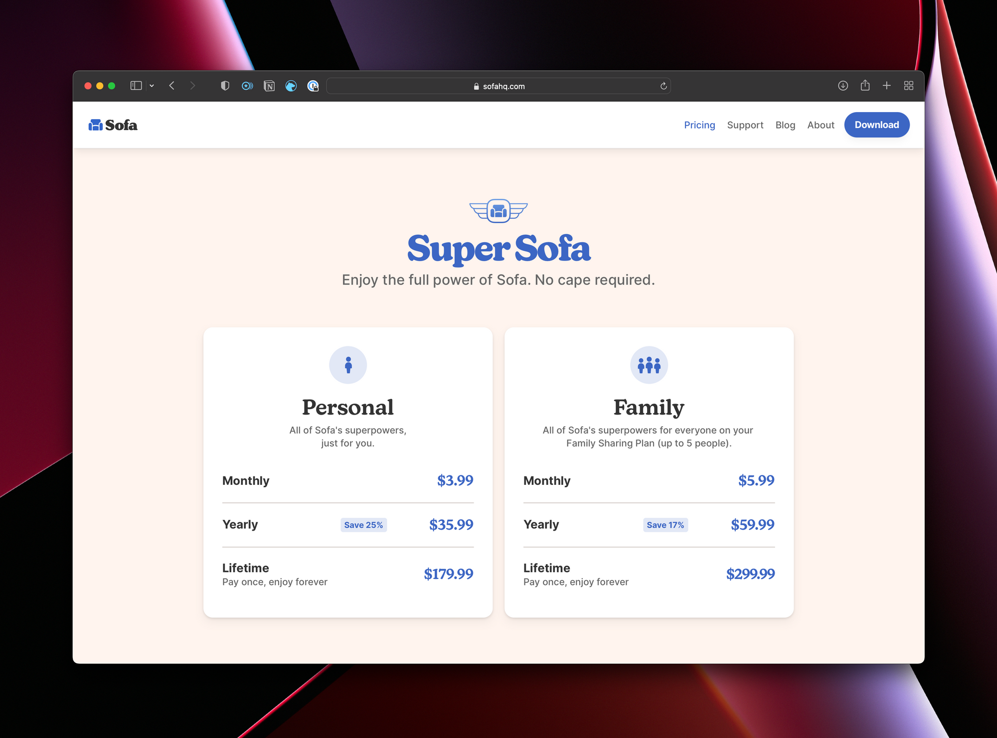 Introducing Super Sofa Lifetime Billing