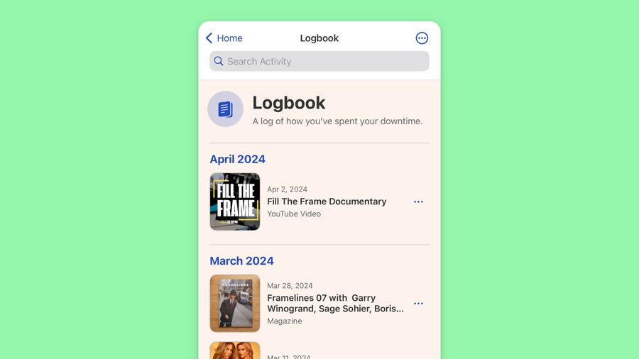 A historical view of the things you’ve watched, read and played.