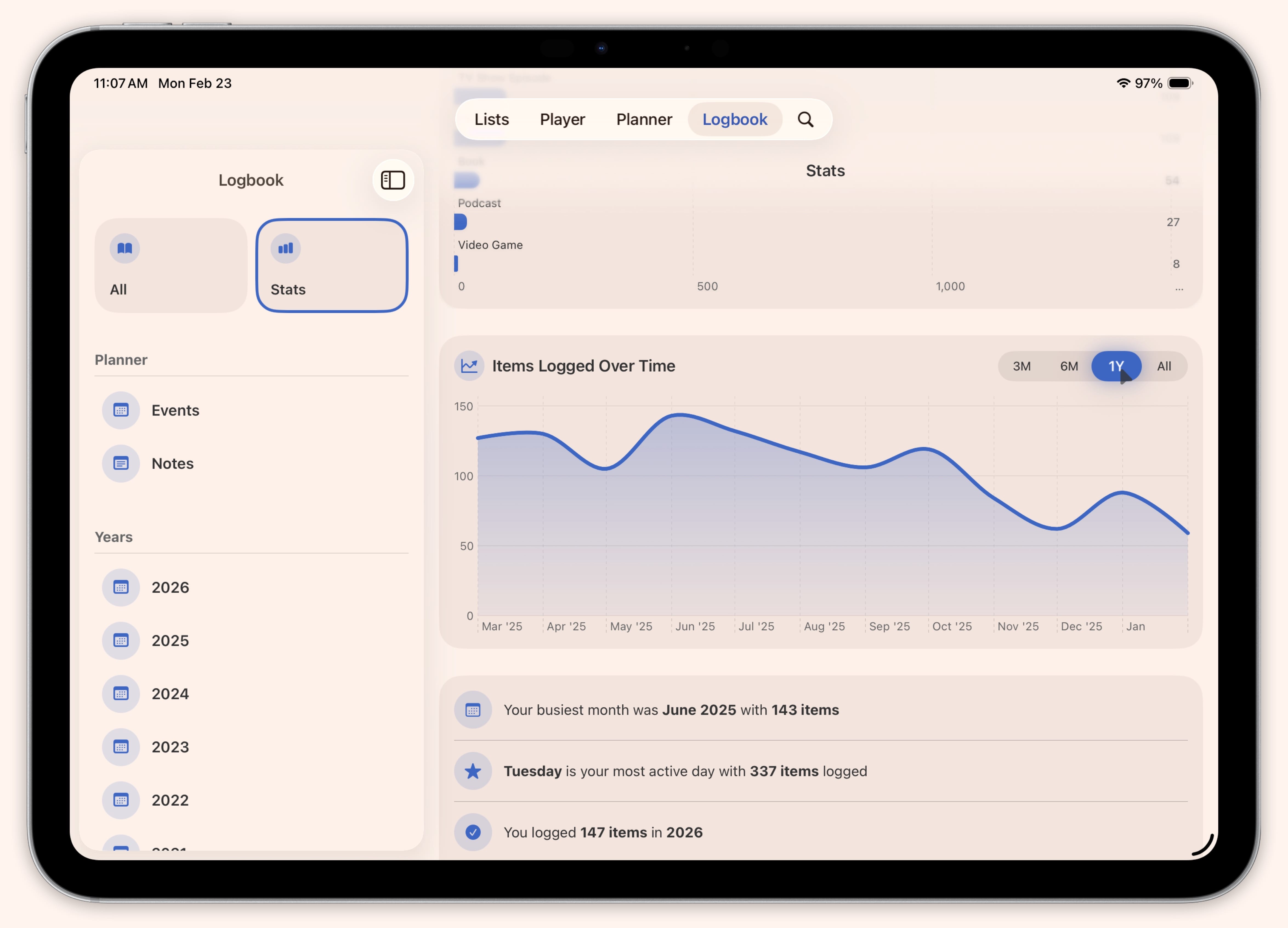 Logbook Stats Detail