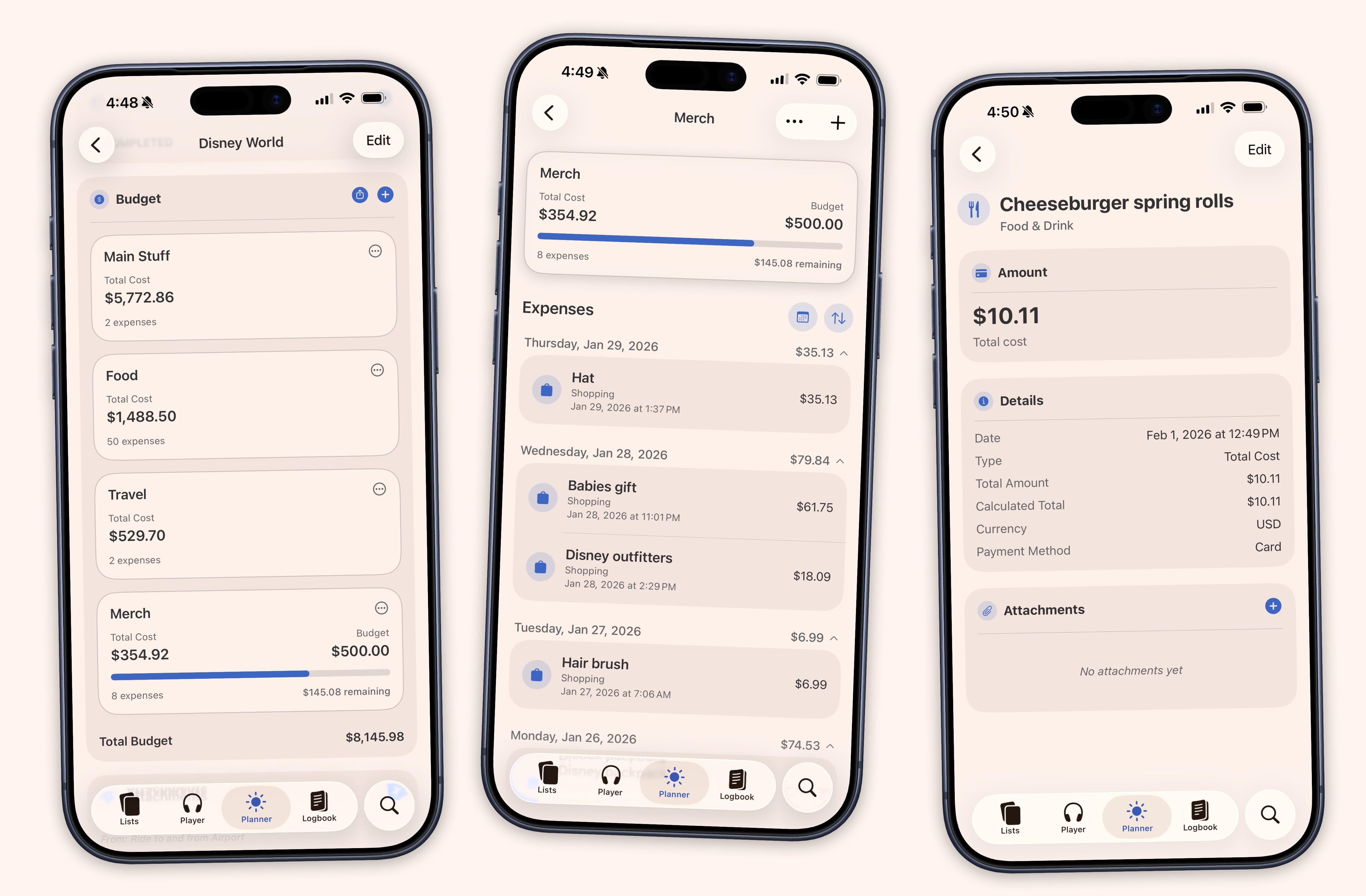 Budget scenarios with expense tracking