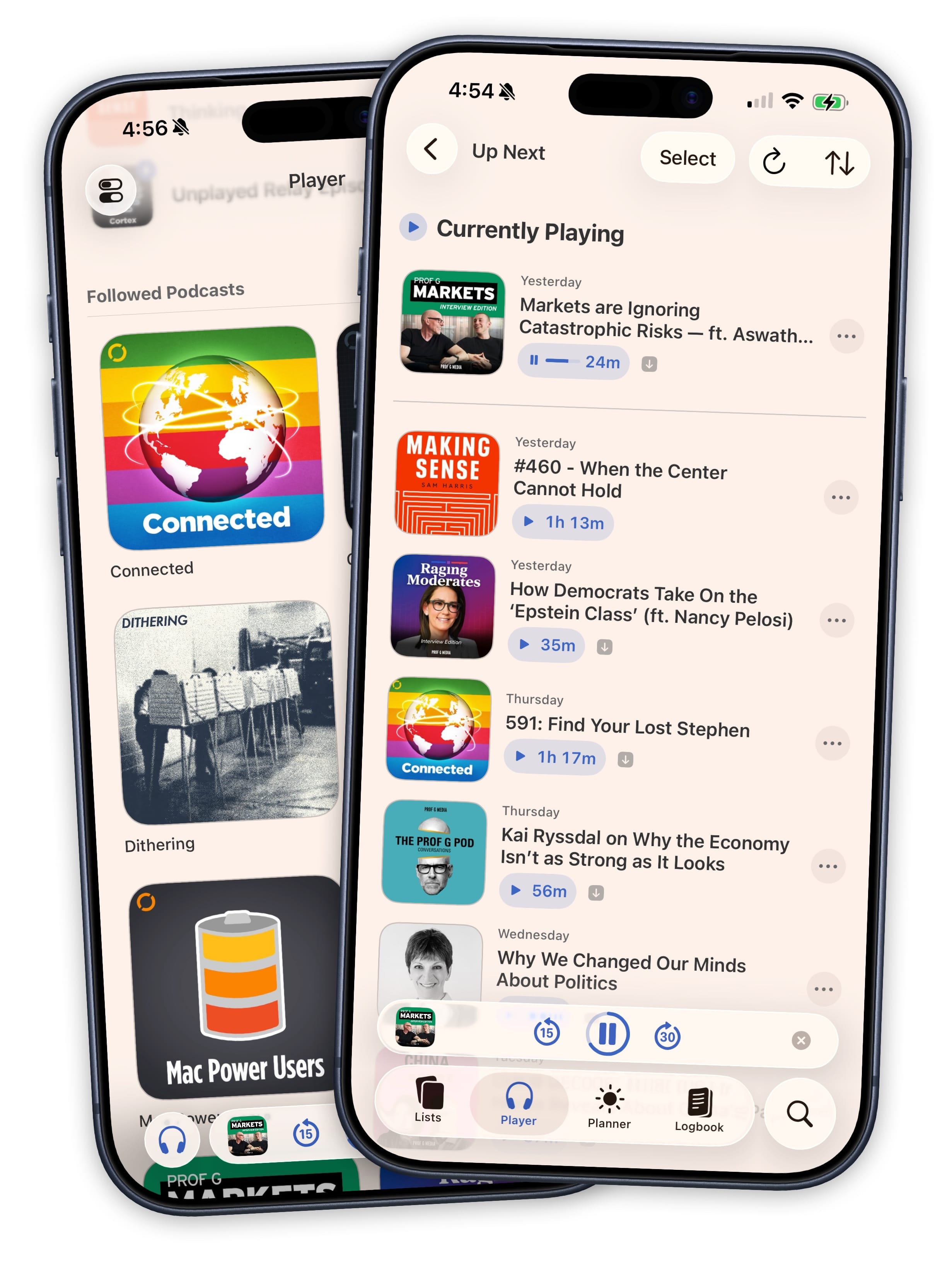 Followed podcasts and Up Next queue in Sofa