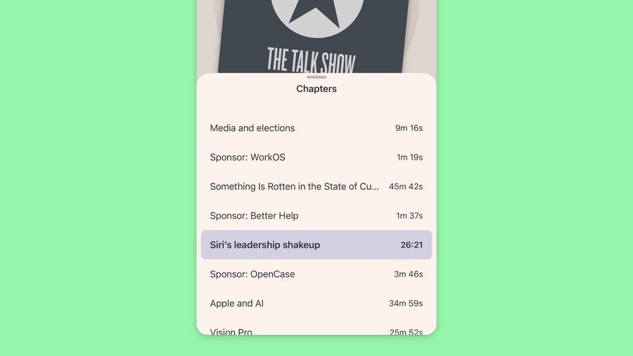 Enhance podcasts with chapter selection and settings for individual shows.