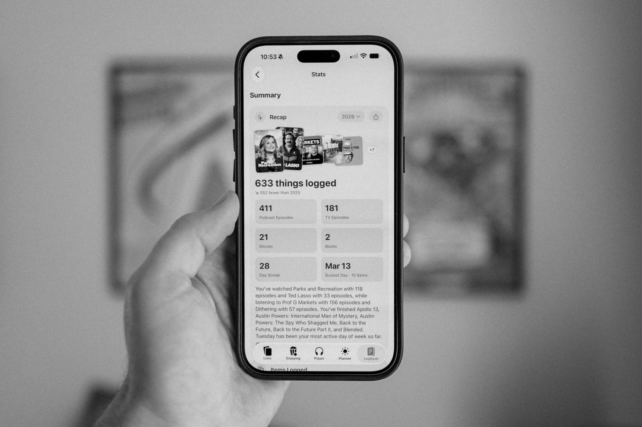 Sofa 5.3 Logbook recap card